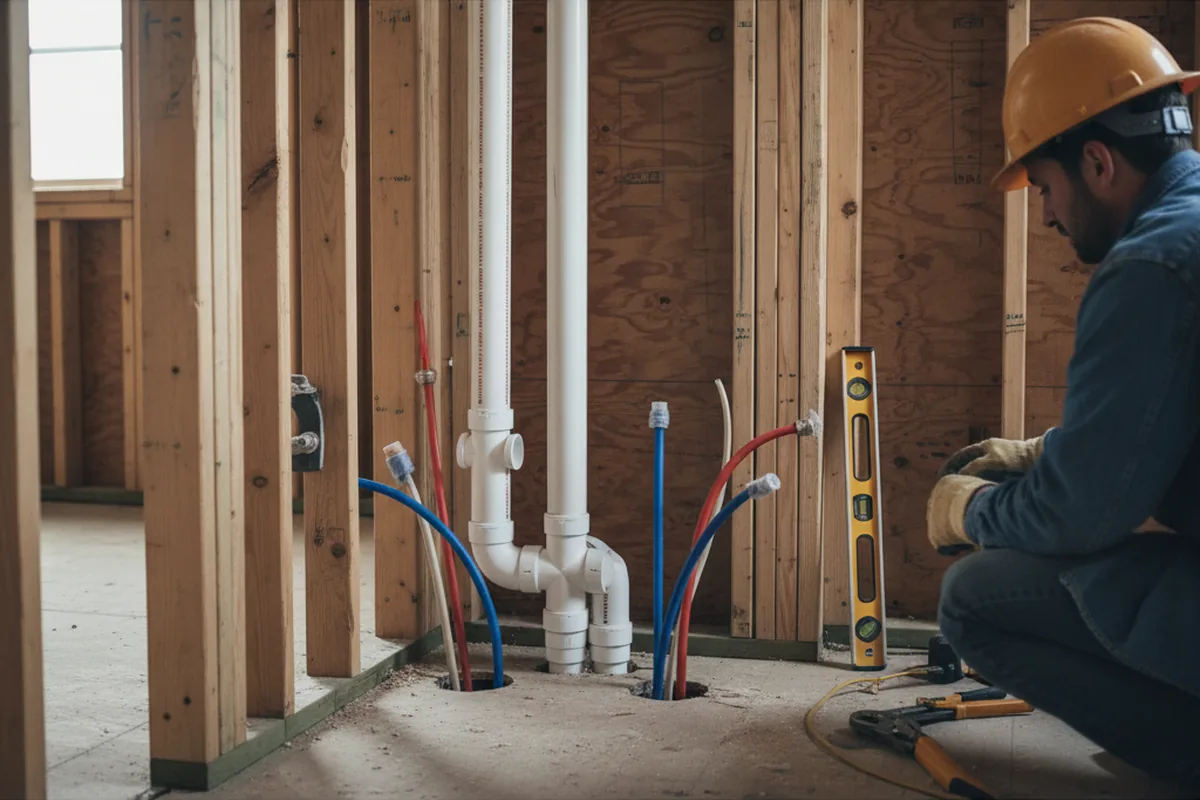 Drain and supply rough-in during Sump Pump Repair in Estero