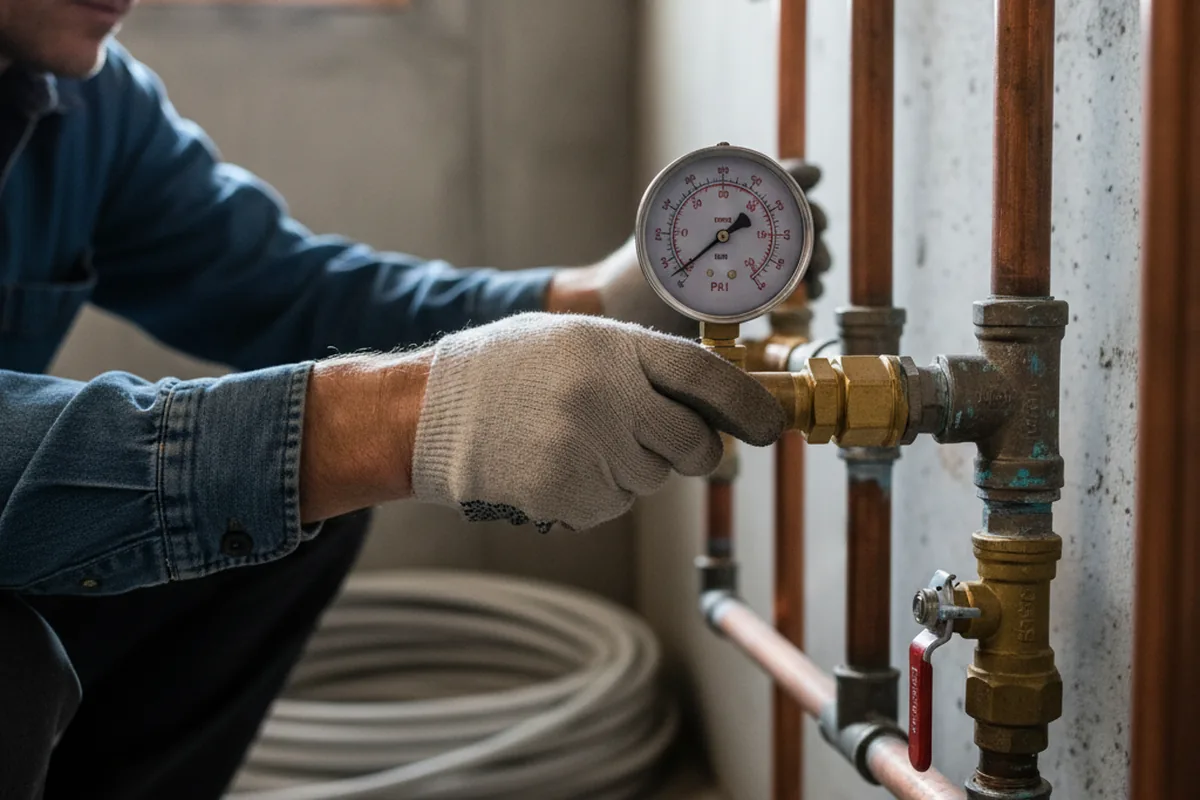 Pressure testing a repaired line during Water Line Repair in Estero
